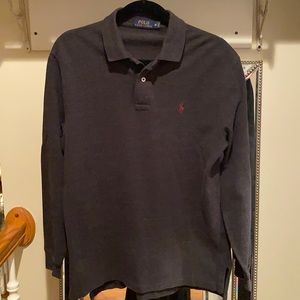 NWOT POLO RALPH LAUREN 💯 COTTON GRAY LONG SLEEVE POLO MENS SHIRT